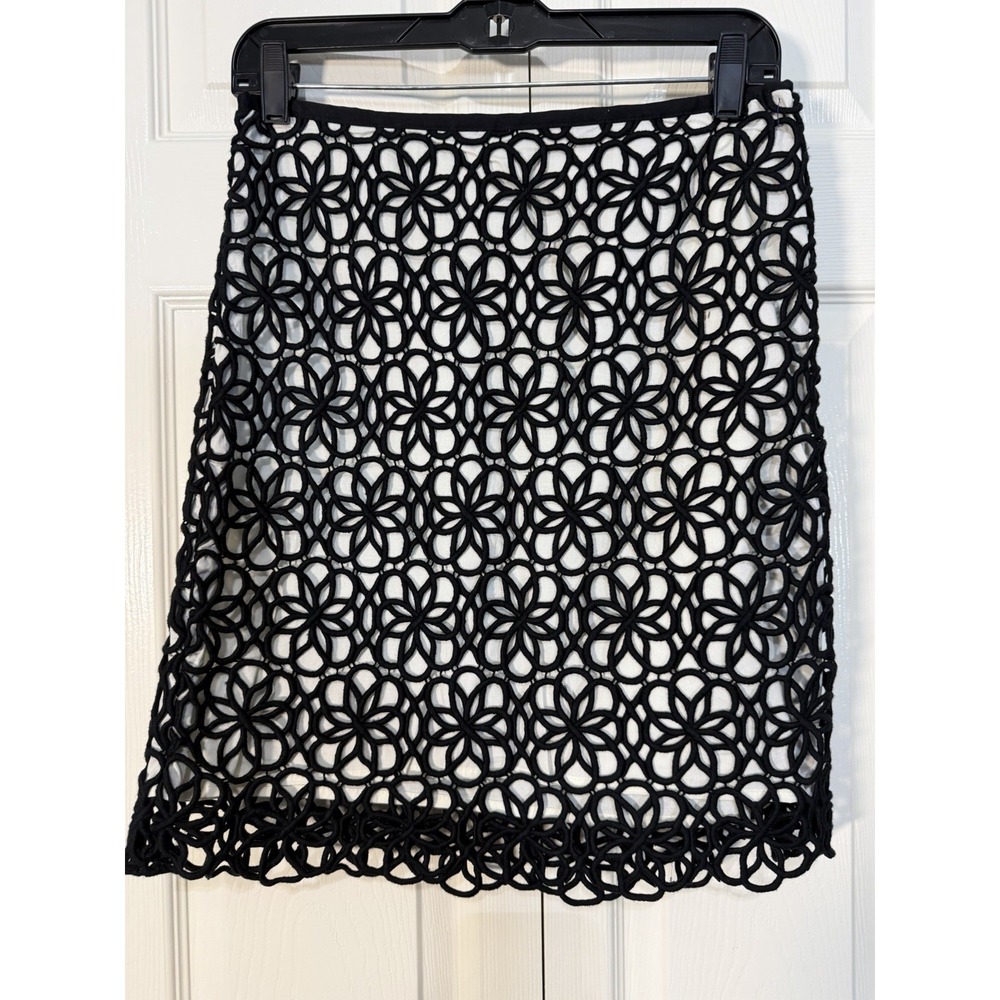Anthropologie Postmark Crochet Black Skirt Size 2